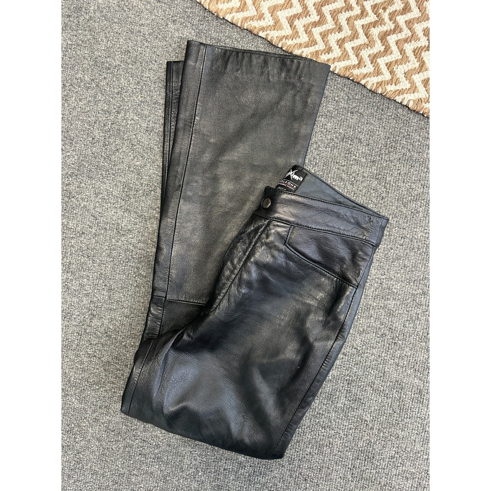 VTG Wilsons Leather Maxima Pants Womens 2 Black Genuine Leather Bootcut Lined